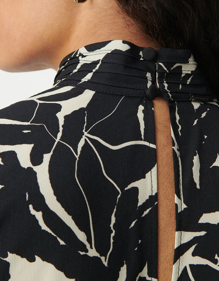 Schwarzes Kleid mit Zebra-Blumenmuster f&uuml;r Damen-5