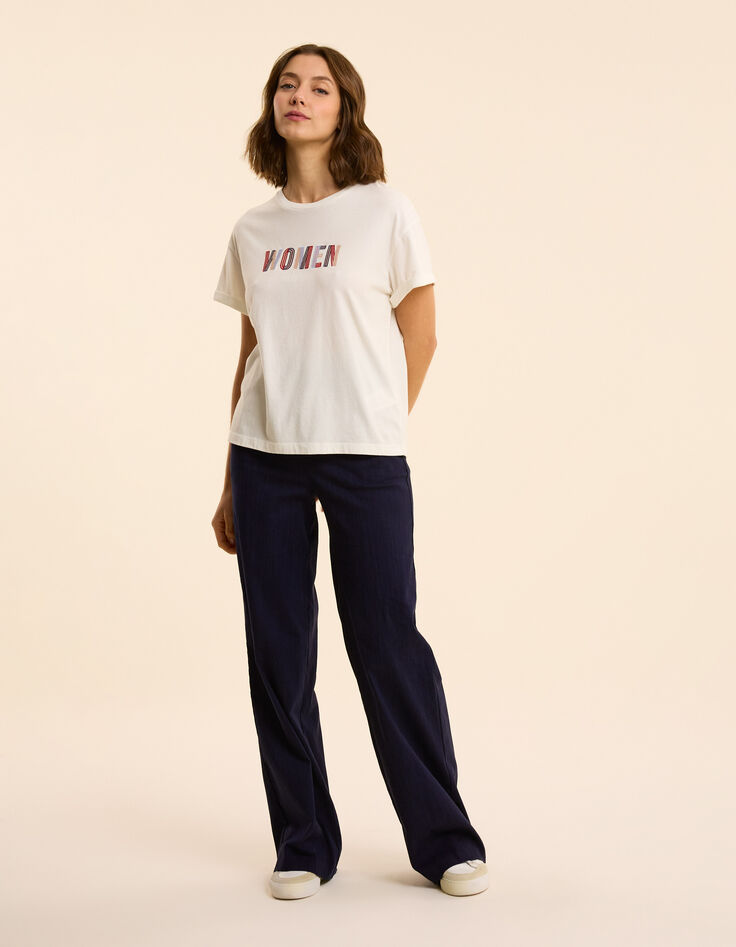 Camiseta manga corta blanca mensaje bordado I.Code-3