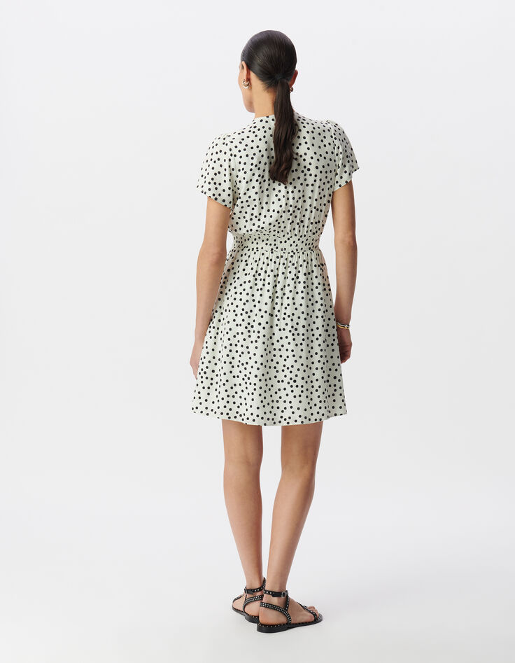 Wei&szlig;es Damenkleid mit Punkteprint-2