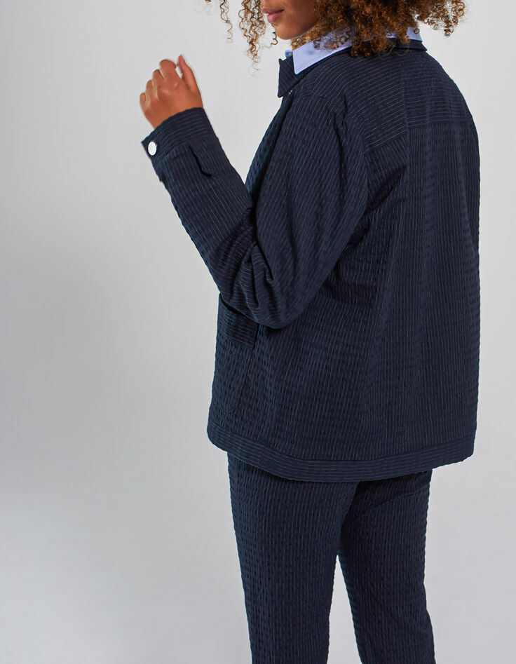 I.Code navy pinstripe suit jacket-2