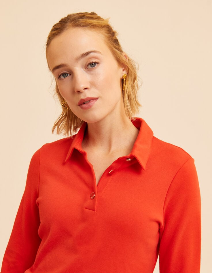 Robe rouge col chemise maille I.Code-5 Robe rouge col chemise maille I.Code-5