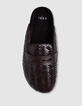 Damen braun geflochtene Lederclogs-6