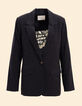 Anzugjacke aus schwarzem Baumwoll-Leinen I.Code-6