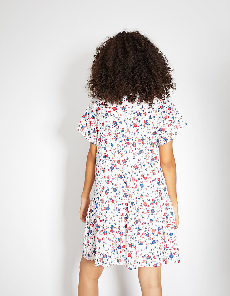 I.Code off-white Floral Preppy print dress-4
