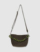 Die Tasche f&uuml;r Damen mit zwei Henkeln aus khakifarbenem, geflochtenem Bast-1