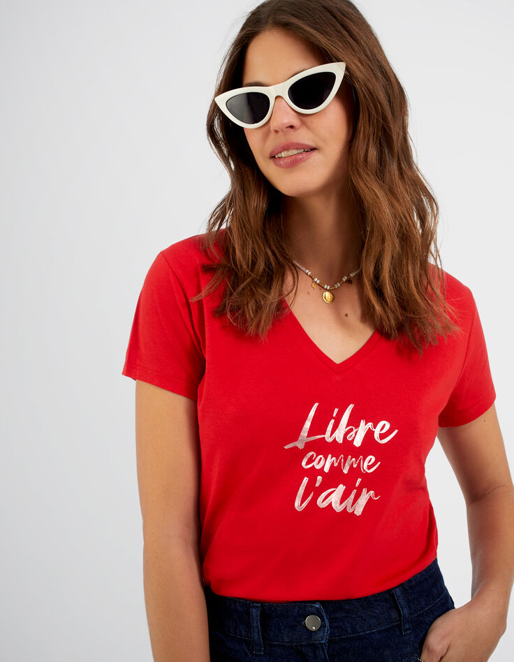 Camiseta cereza mensaje metalizado I.Code-2