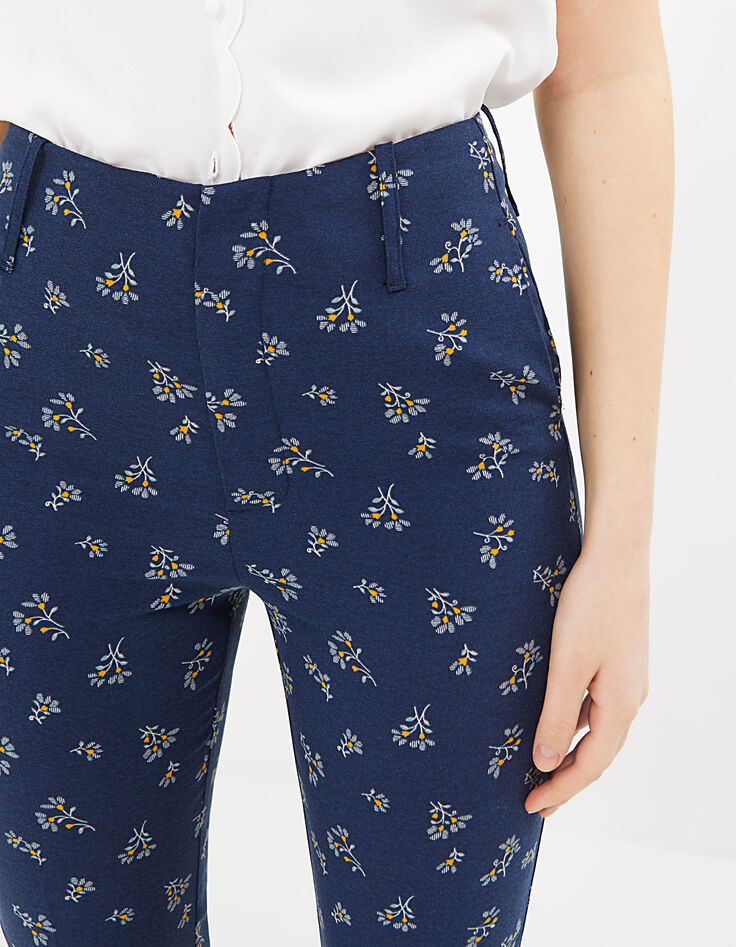 I.Code indigo leaf print suit trousers-3 I.Code indigo leaf print suit trousers-3