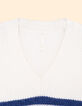 Pull blanc tricot ray&eacute; bleu I.Code-9