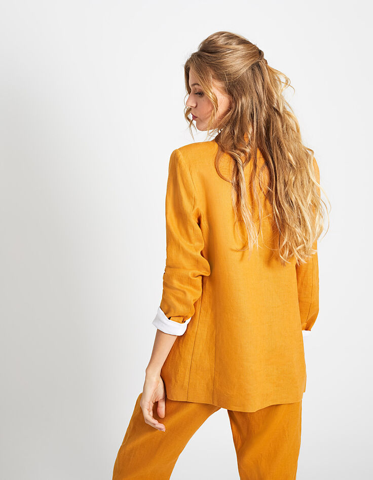 Veste curcuma en lin broche éclair I.Code-3