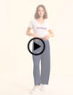 Tee-shirt manches courtes blanc message rayures I.Code-2
