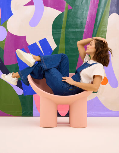 Salopette large en jean bleu foncé I.Code