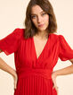 Robe rouge plissée drapée à la taille I.Code-5