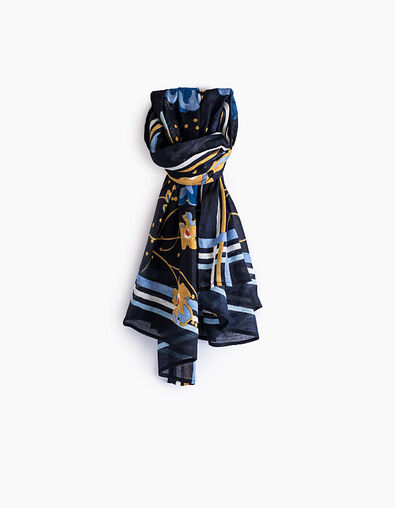 Blauer Schal mit Tupfen und Blumen Girl Positive I.Code