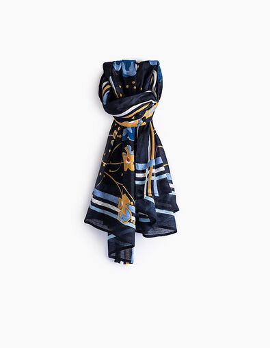 I.Code navy polka dot and floral Girl Positive scarf - I.CODE
