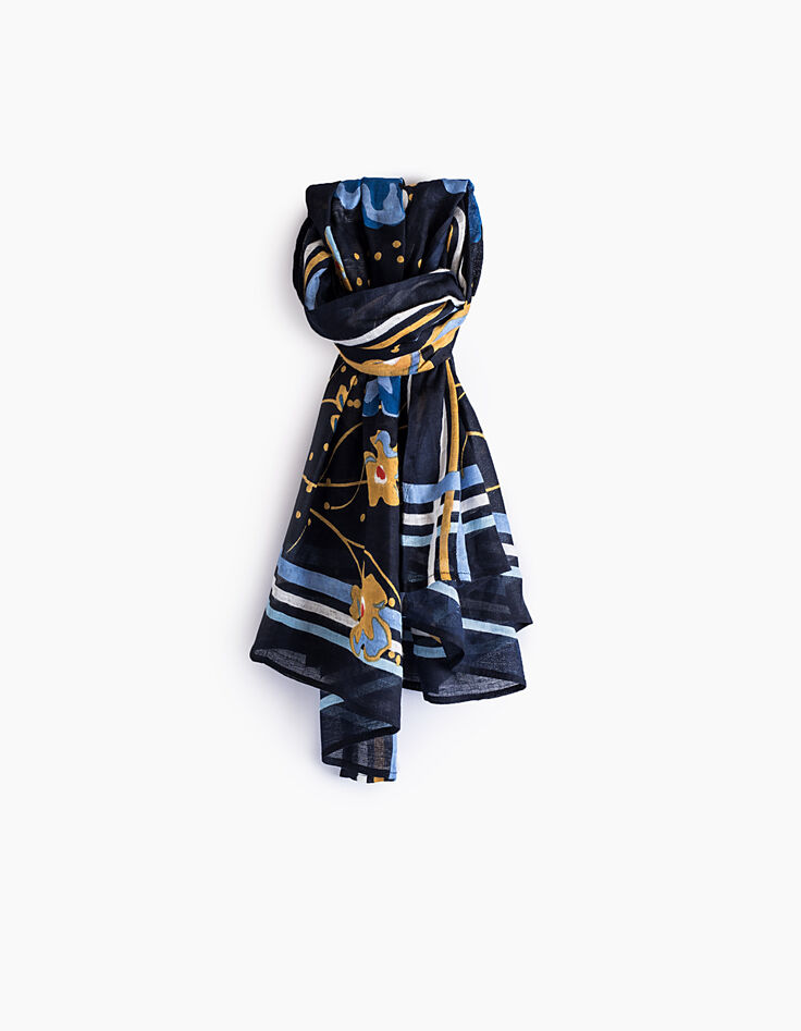 I.Code navy polka dot and floral Girl Positive scarf-1 I.Code navy polka dot and floral Girl Positive scarf-1