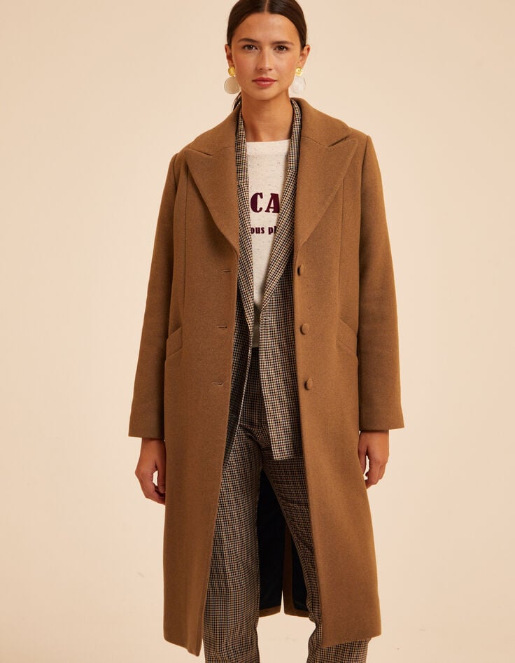 I.Code camel long coat-3