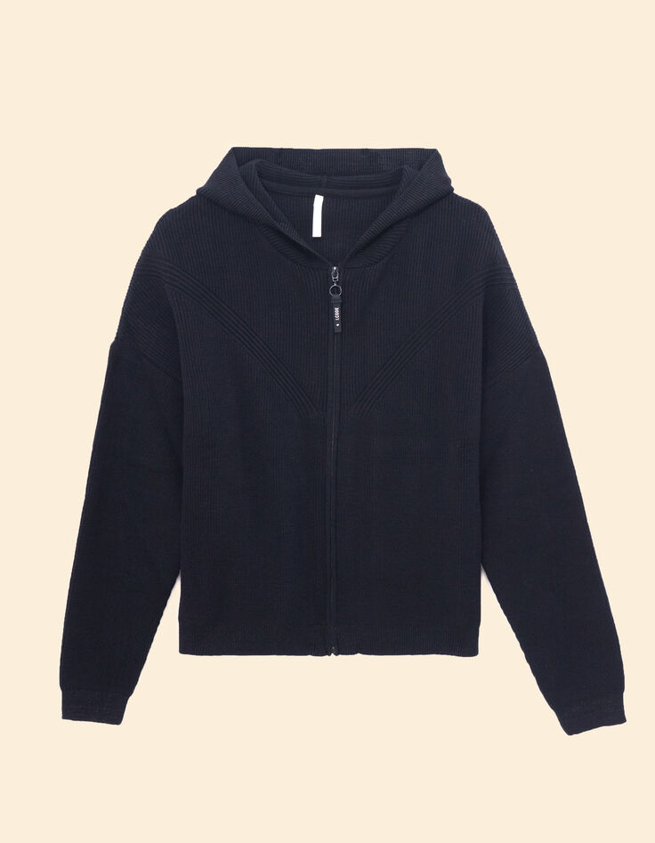Cardigan à capuche noir en tricot I.Code-7