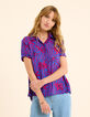 Indigo palm tree print top I.Code-1