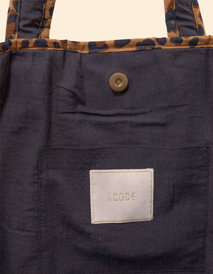 Bolso de mano marrón con estampado de leopardo I.Code-4