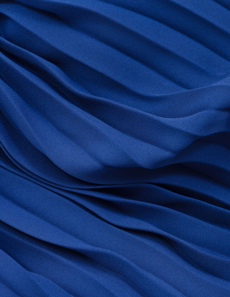 Langer blauer Plisseerock Seitenknöpfe I.Code-8