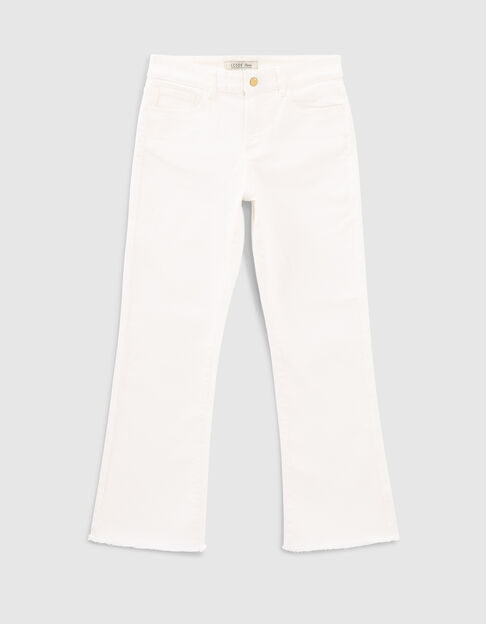 Cremeweiße Flare-Crop-Jeans mit Fransenabschluss I.Code - I.CODE