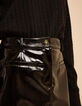 I.Code black vinyl short skirt-5