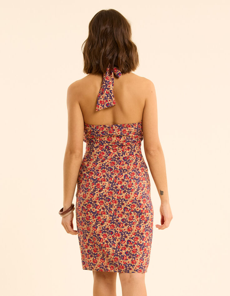 Robe dos-nu rouge imprimé fleuri I.Code-4