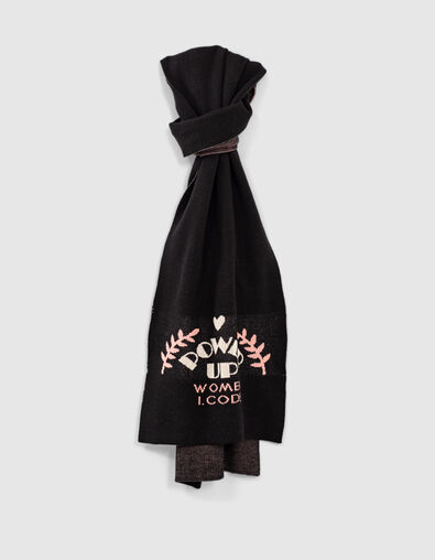 I.Code black slogan jacquard scarf - I.CODE