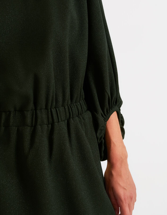 Empire Green glitzerndes Kleid mit Bauschärmeln I.Code - I.CODE