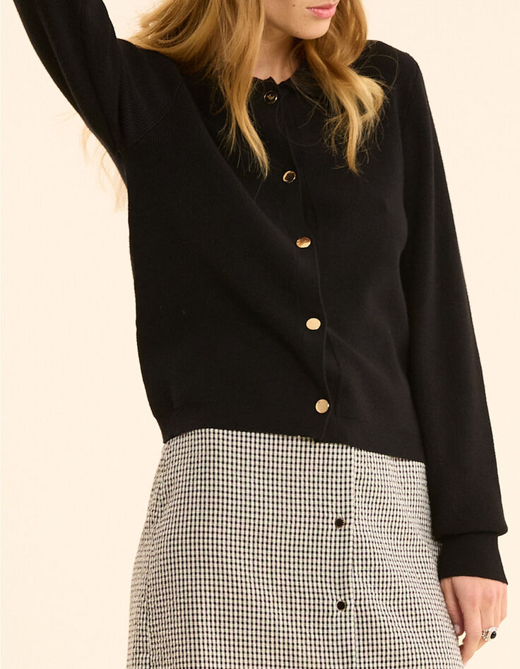 Zwart vest tricot polokraag I.Code-2