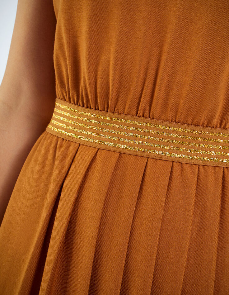 Robe fauve avec élastique rayé lurex or I.Code-4 Robe fauve avec élastique rayé lurex or I.Code-4