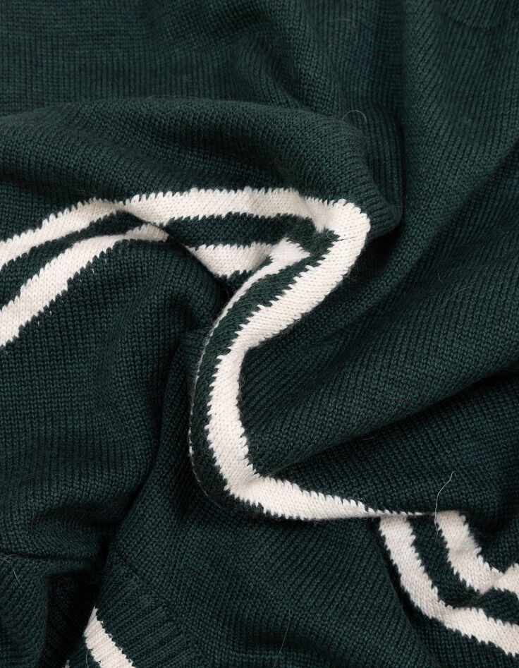 Jersey cuello chimenea verde punto rayas blancas I.Code-8 Jersey cuello chimenea verde punto rayas blancas I.Code-8