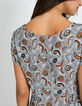 Gebroken witte jurk met bananenwax-print I.Code-5