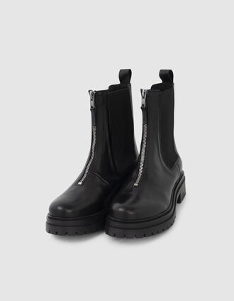 Chelsea boots noirs zippés à semelles crantées I.Code