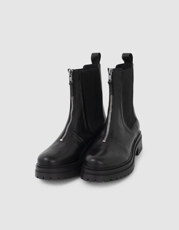 Chelsea boots noirs zippés à semelles crantées I.Code-4