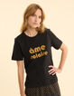 T-shirt manches courtes noir message camel I.Code-4