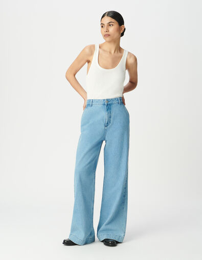 Blaue weite Damenjeans hoher Bund - IKKS