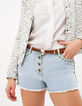 I.Code camel suede leather belt + decorative buckle-4