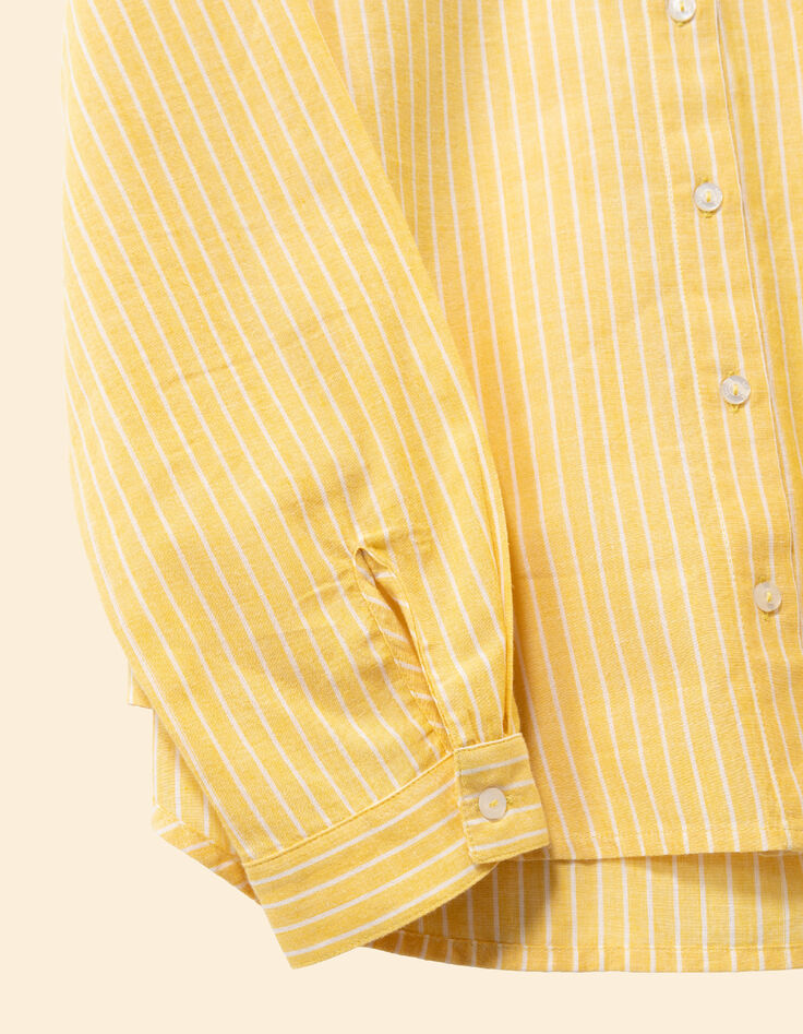 Chemise ray&eacute;e jaune logo brod&eacute; Femme-3
