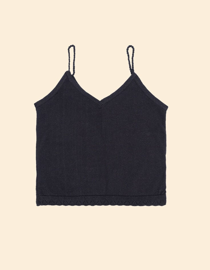 Top fines bretelles noir tricot pailleté I.Code-7 Top fines bretelles noir tricot pailleté I.Code-7