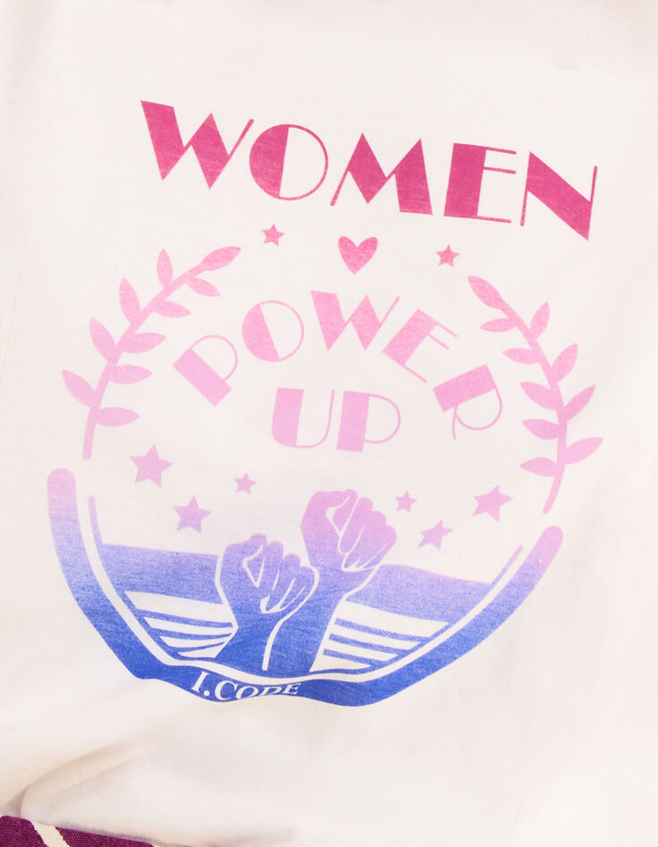 Tee-shirt manches courtes blanc message et poings I.Code-6