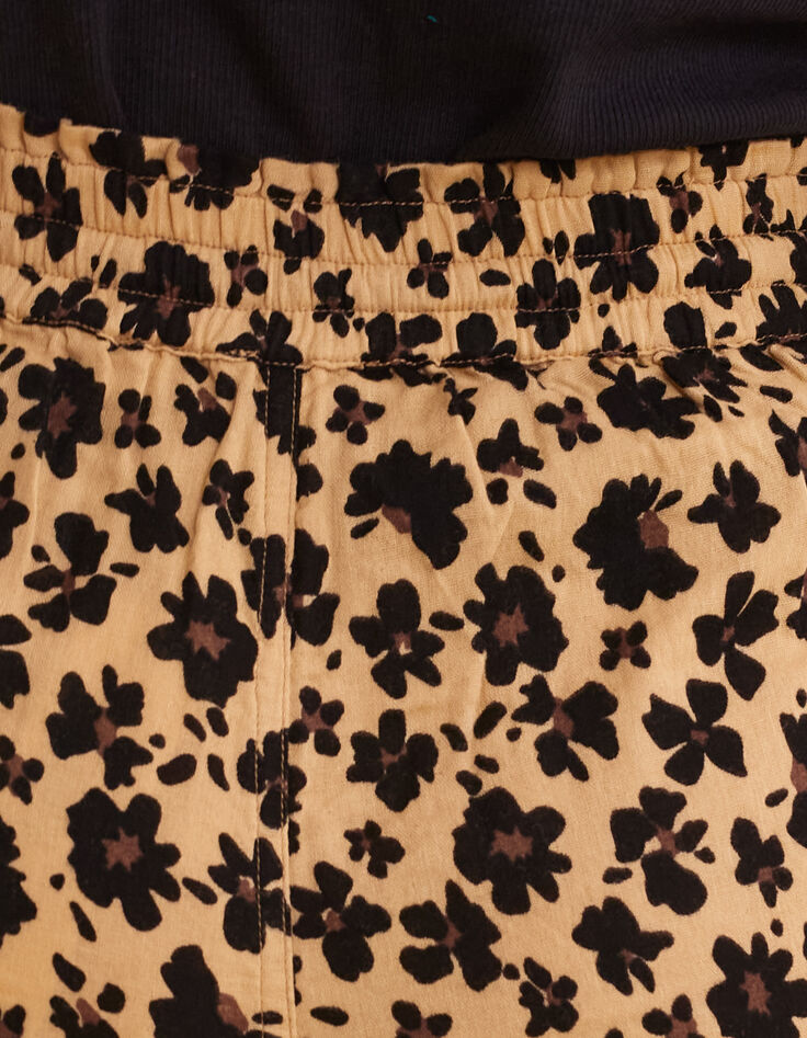 Beige broek bloemen-luipaardprint I.Code-7