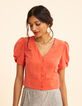 Top rouge cropped boutonné I.Code-3
