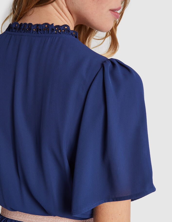 Lange indigo jurk plissé onderaan I.Code - I.CODE