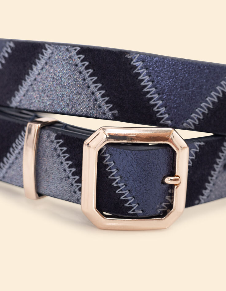 I.Code navy patchwork-look suede belt-2