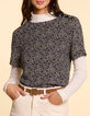 Schwarzes Top mit dezentem Leo-Blumenprint I.Code-1