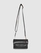 Schwarze Damen-Umh&auml;ngeclutch gestepptes Leder-2