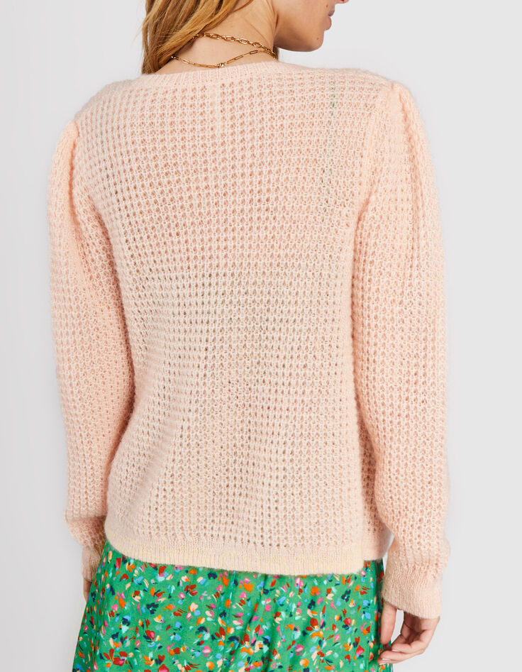 I.Code fresh pink decorative knit cardigan-2