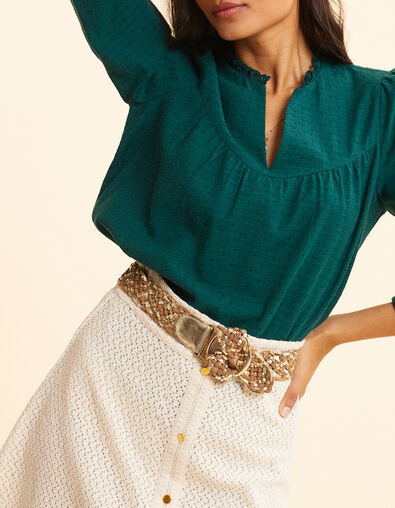 Blusa verde jacquard fantas&iacute;a I.Code