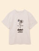 Camiseta de manga corta I.Code ecru visual floral-6